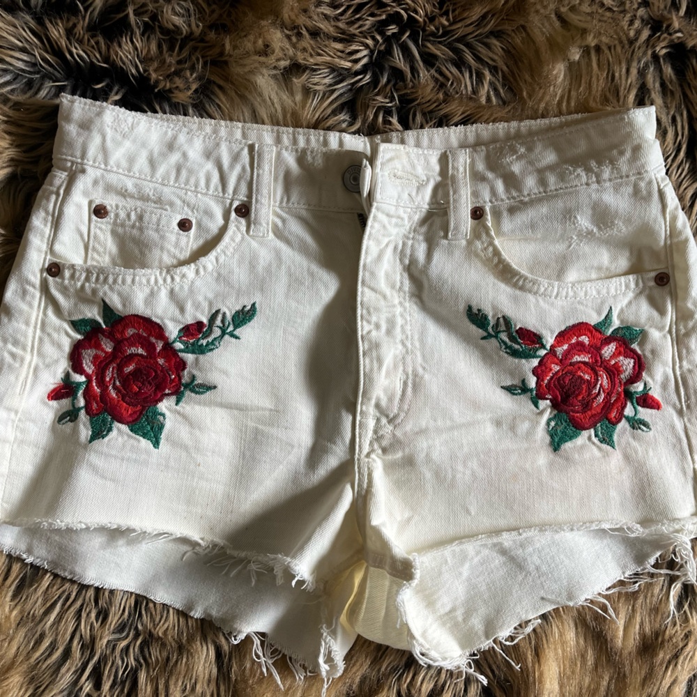 Divided White Denim Shorts
